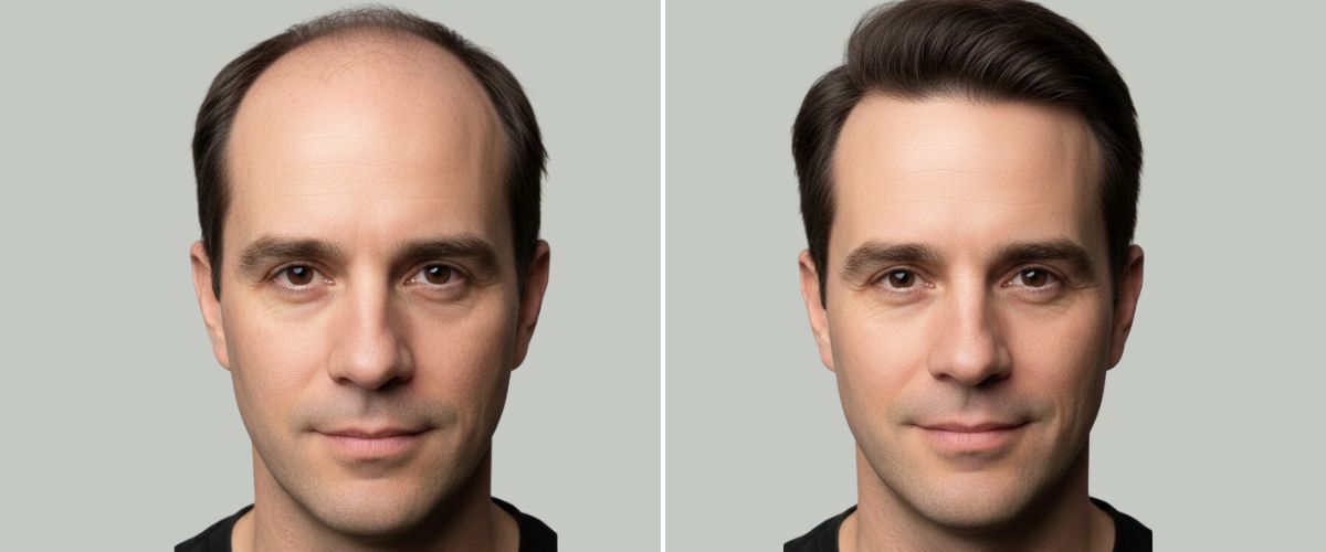 Hair transplant before-and-after photo