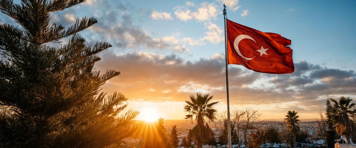 Turkish flag waving